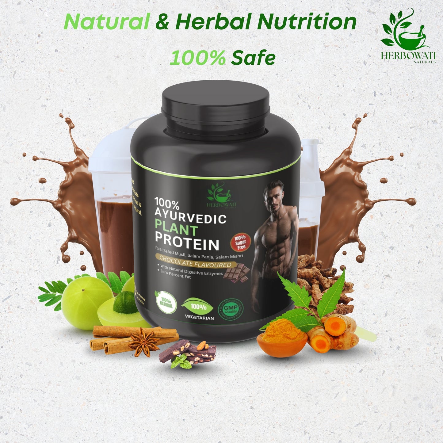 Ayurvedic Plant Protein – Chocolate Flavour | Herbal Nutrition & Muscle Support (1kg)