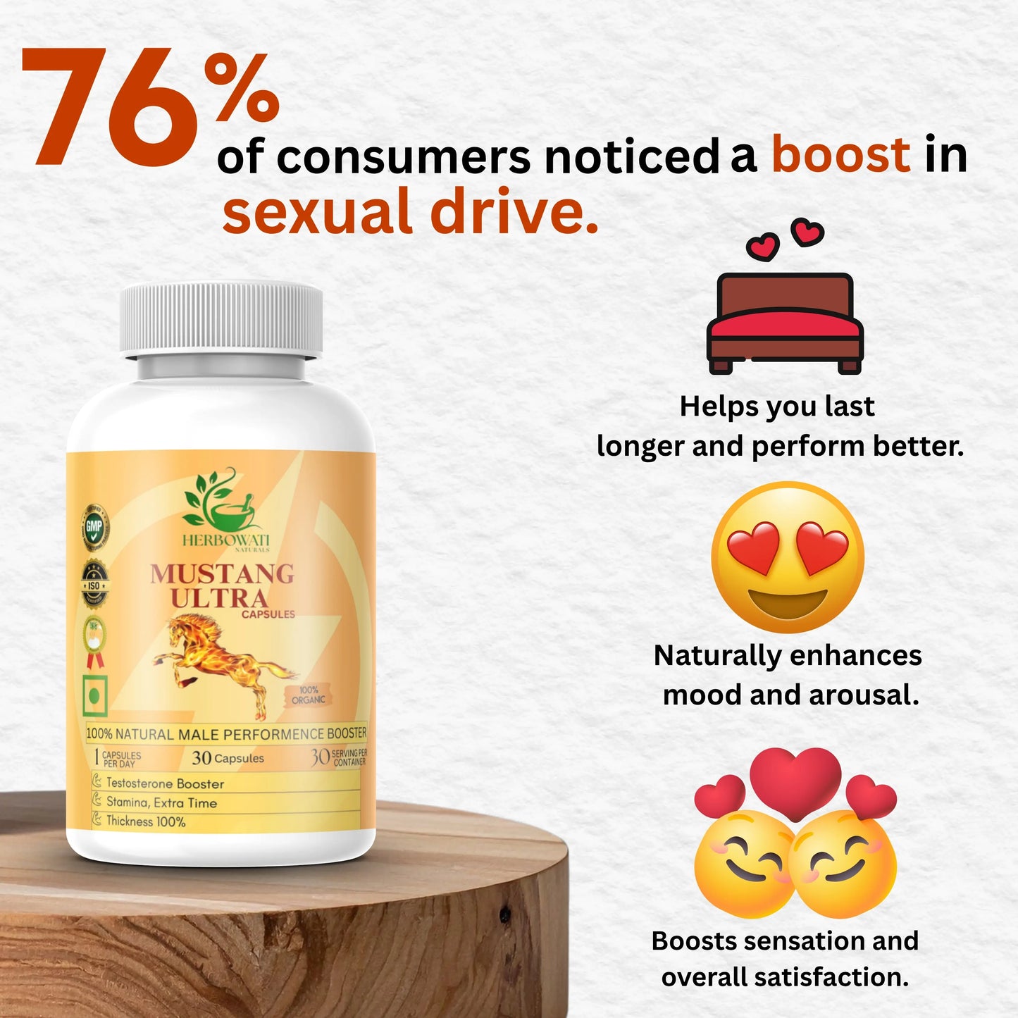 Mustang Ultra for Testosterone Level Boost (30 Capsules)