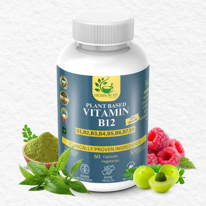 Plant-Based Vitamin B12 Supplement – Complete B-Complex (60 Vegetarian Capsules)